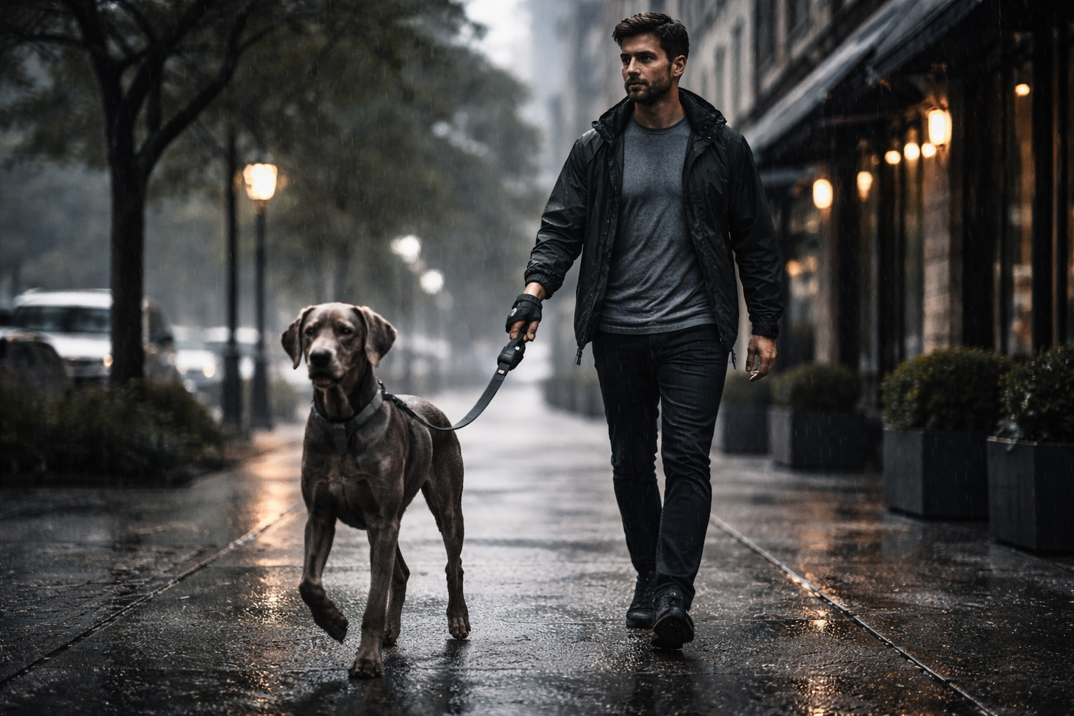 City dog walk with WristWalker